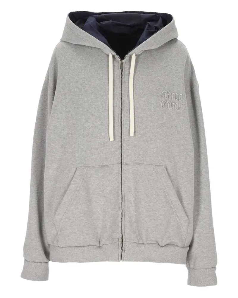Miu Miu Kapuzenjacke mit Logo-Applikation - Grau Grau