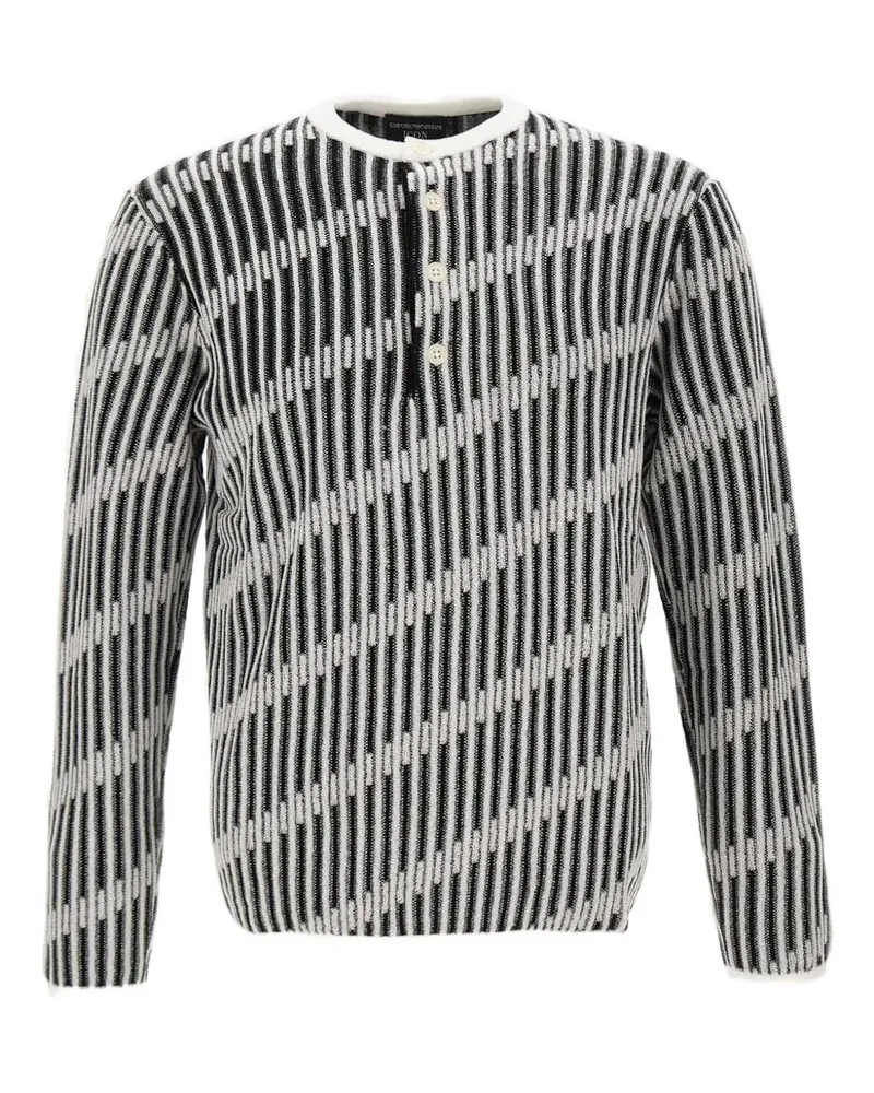 Emporio Armani Jacquard-Pullover mit Knopfverschluss - Weiß Weiß