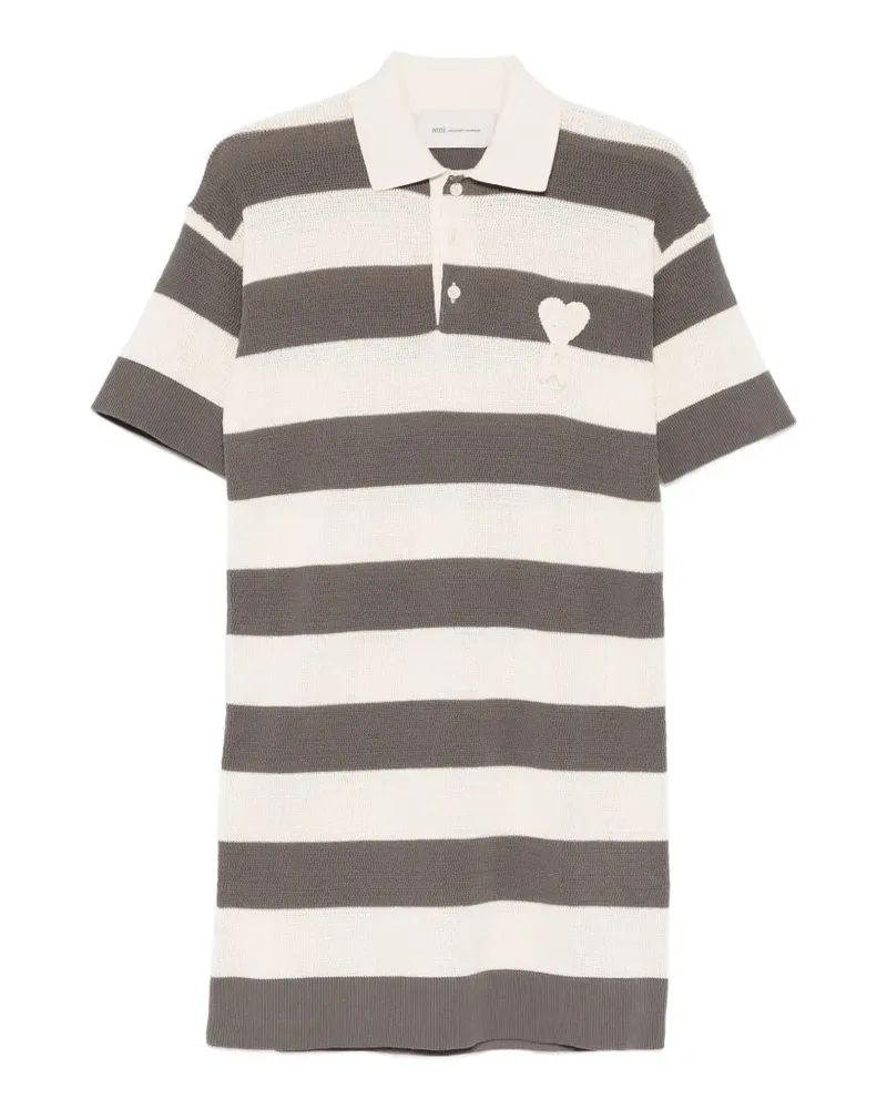 AMI Paris striped heart appliqué dress - Grau Grau