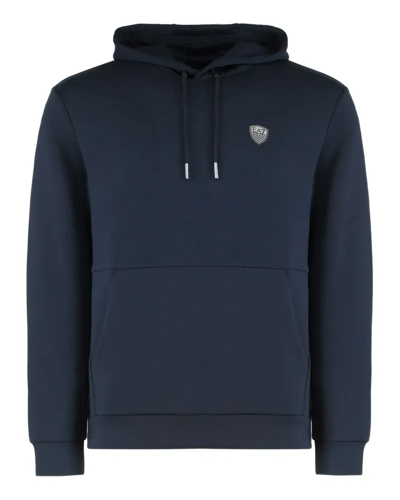 EA7 Hoodie mit Logo-Applikation - Blau Blau