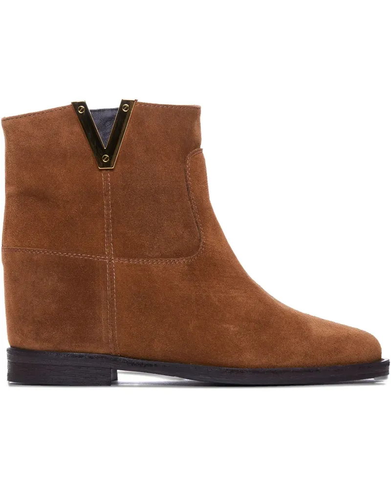 Via Roma 15 Wildlederstiefel mit V-Detail - Braun Braun
