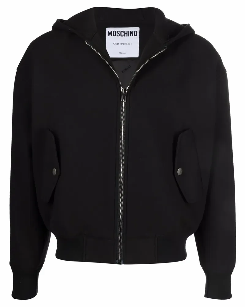 Moschino Kapuzenjacke mit Logo-Applikation - Schwarz Schwarz