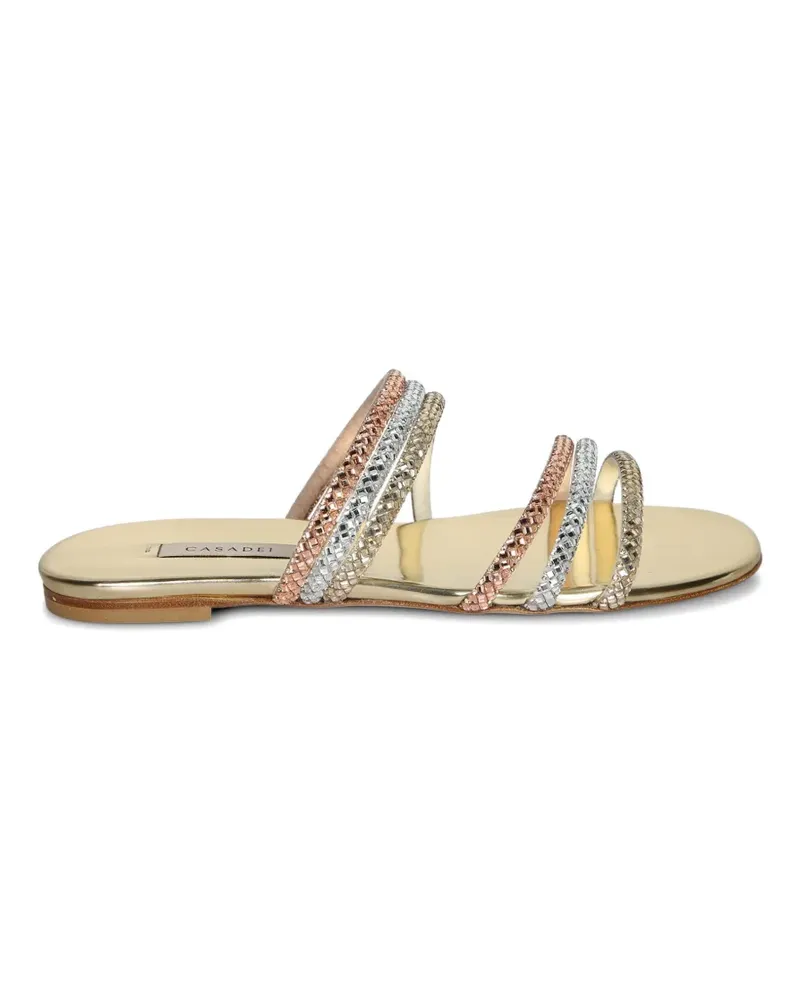 Casadei Androme crystal-embellished flat sandals - Gold Gold