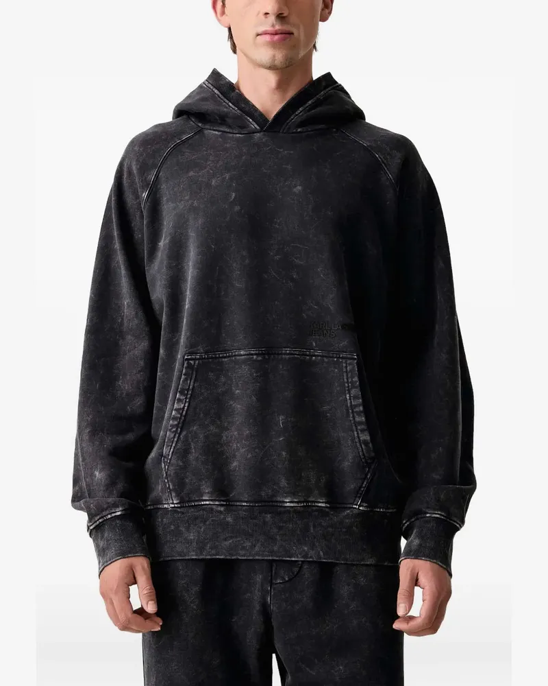 Karl Lagerfeld Hoodie mit Acid-Wash-Effekt - Schwarz Schwarz