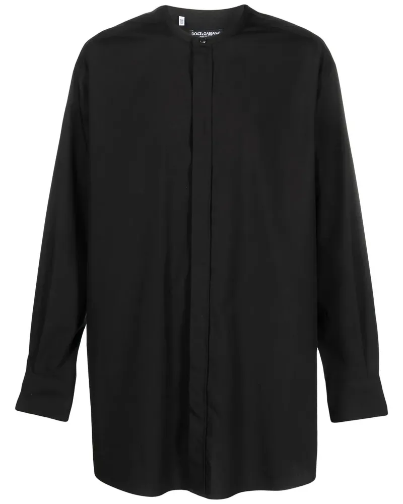 Dolce & Gabbana Langes Hemd ohne Kragen - Schwarz Schwarz