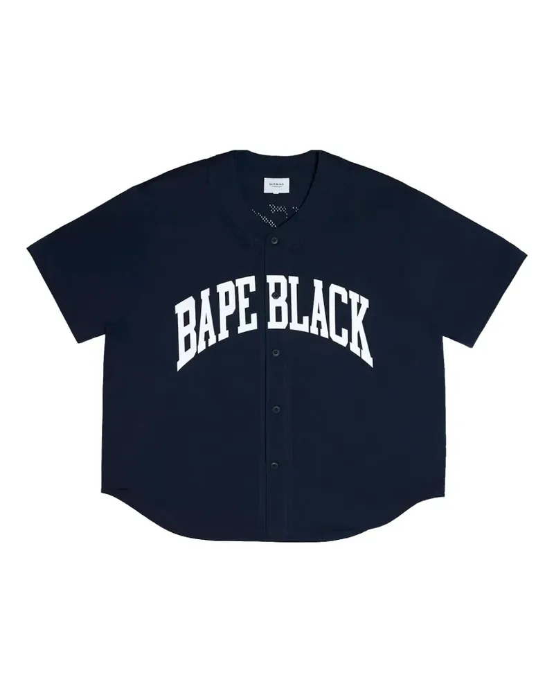 BAPE logo-print collarless shirt - Blau Blau