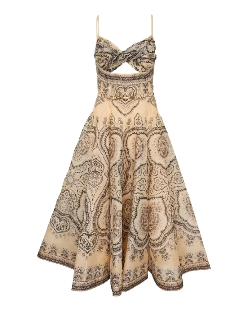 Zimmermann Luna twist-detail paisley-print midi dress - Nude Nude