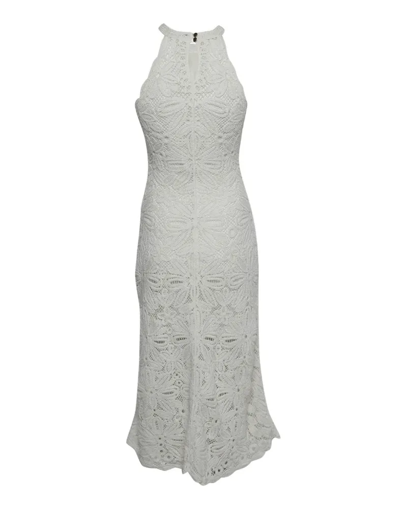 Maje Gehäkeltes Neckholder-Maxikleid mit Blumen - Weiß Weiß