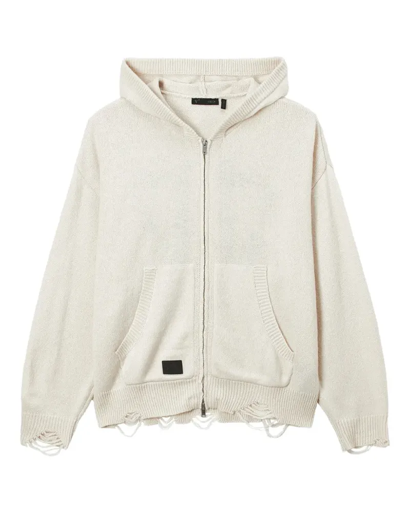 FIVE CM Hoodie im Distressed-Look - Nude Nude