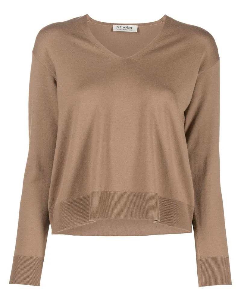 Max Mara Pullover mit V-Ausschnitt - Braun Braun