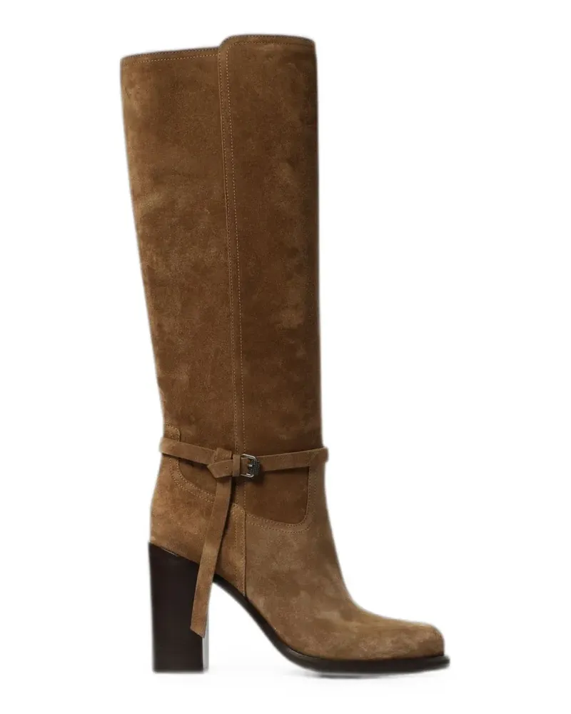 Brunello Cucinelli buckle-detail suede boots - Braun Braun