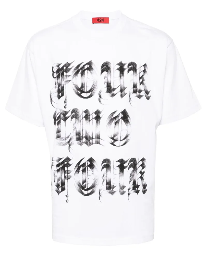 FourTwoFour on Fairfax T-Shirt mit Logo-Print - Weiß Weiß