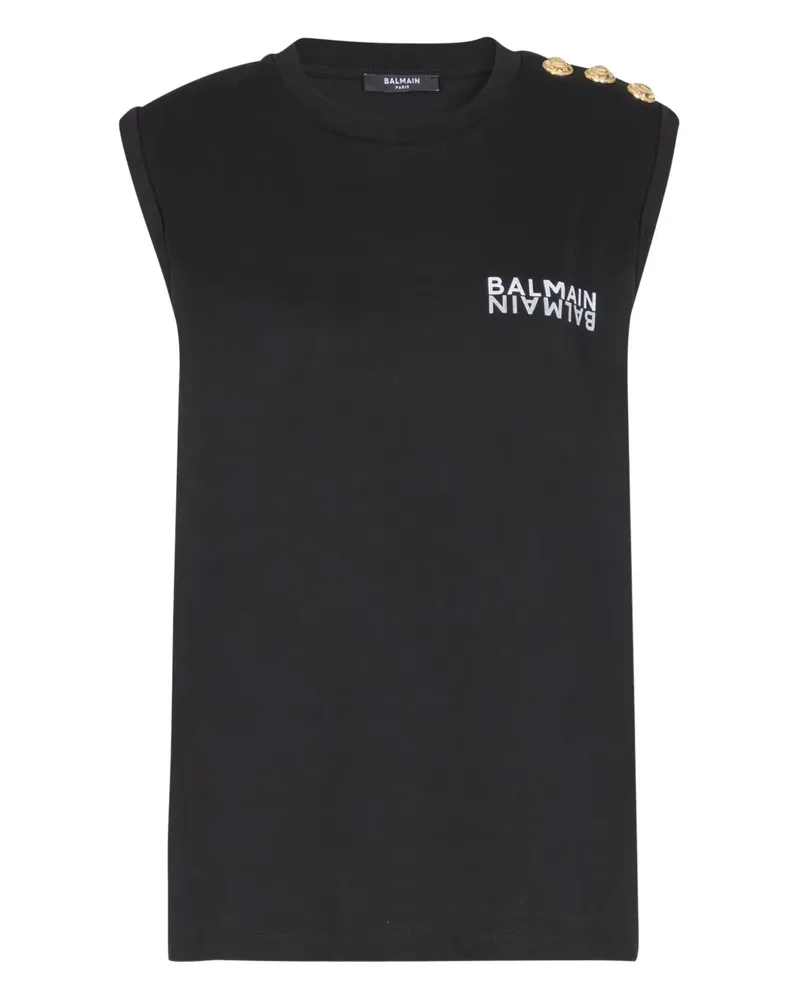 Balmain Top mit Knöpfen - Schwarz Schwarz