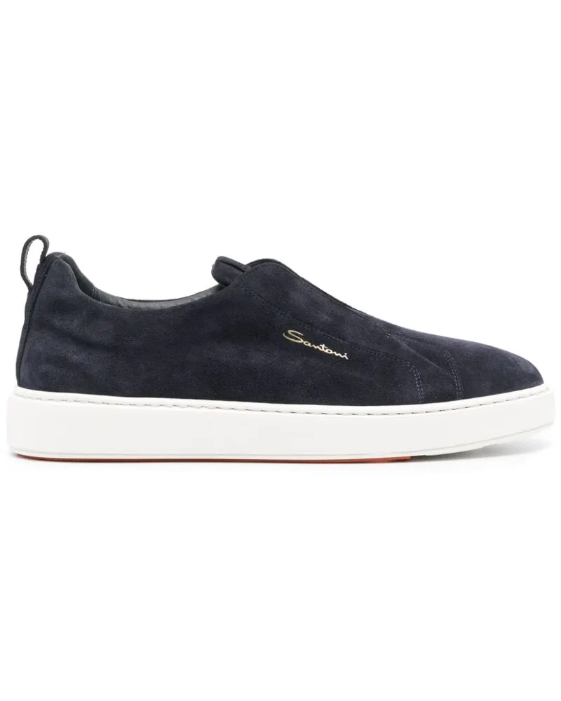 Santoni Sneakers aus Wildleder mit Logo - Blau Blau