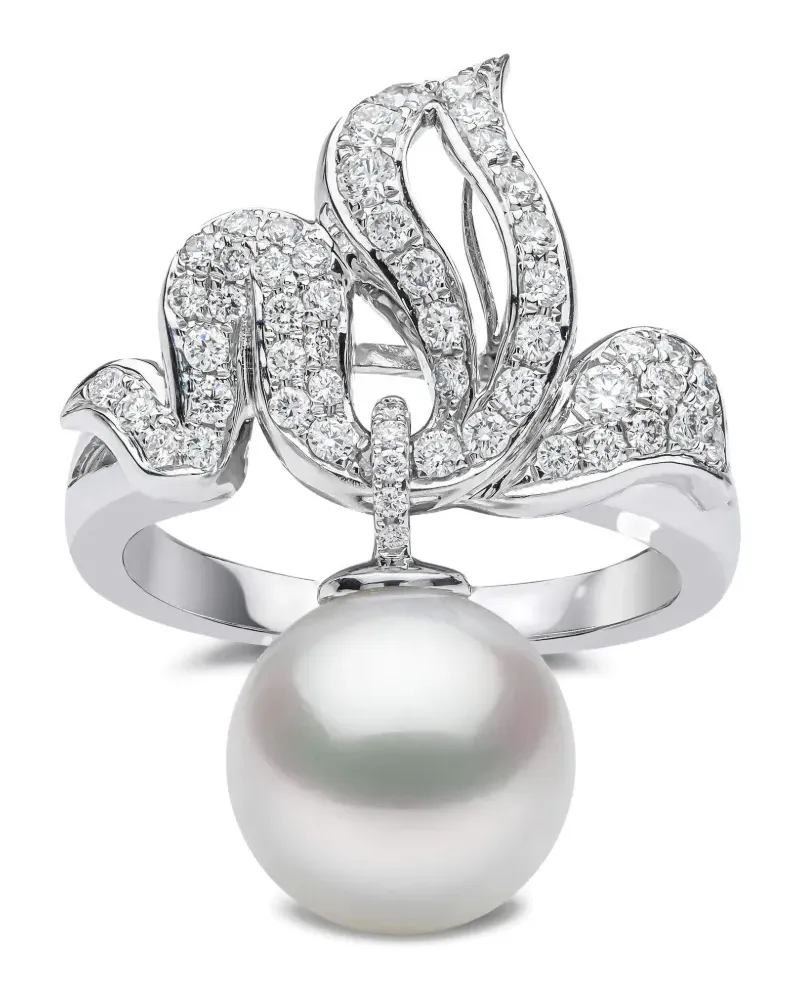 YOKO London 18kt Duchess Weißgoldring mit Perle und Diamant - Silber Silber