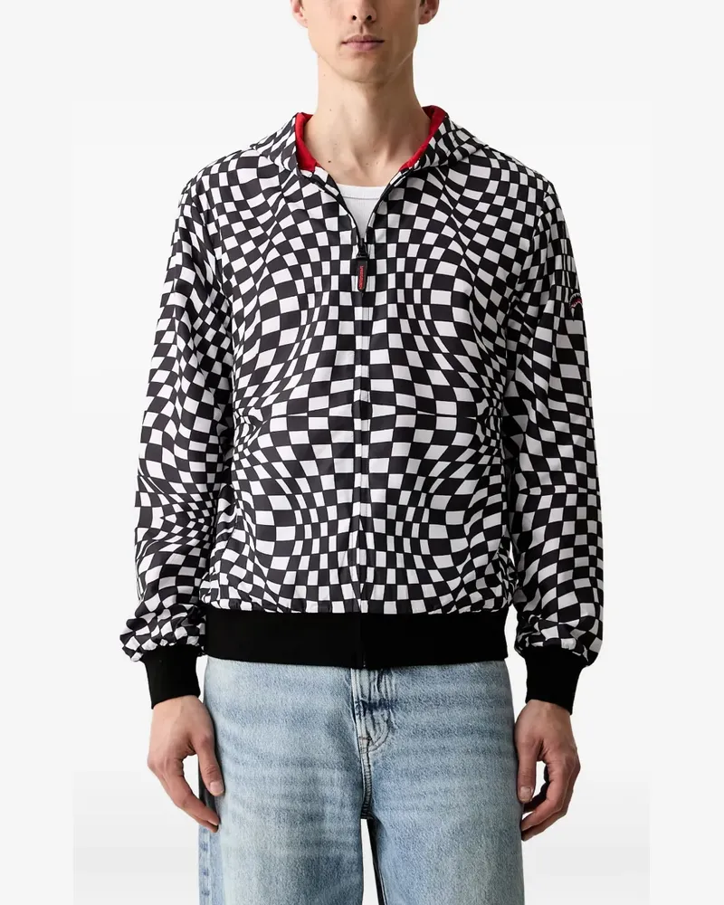 Sprayground checkerboard-print zip-up hooded jacket - Schwarz Schwarz