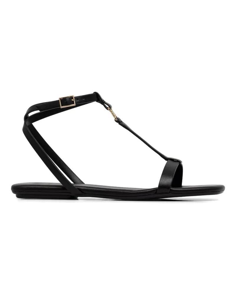 Armani Exchange Flache Sandalen mit Logo-Schild - Schwarz Schwarz