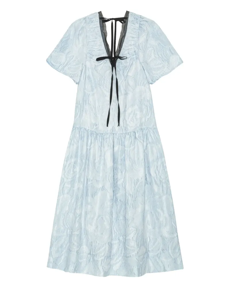 Ganni Midikleid mit Cloqué-Effekt - Blau Blau