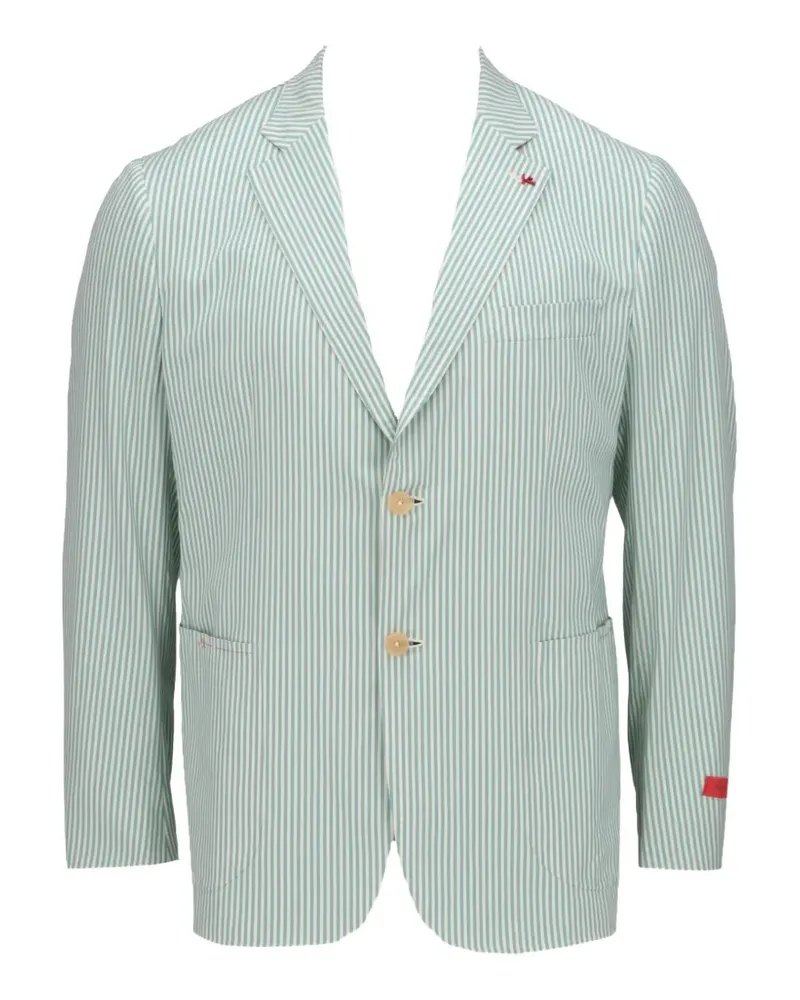 Isaia vertical-stripe single-breasted blazer - Grün Grün