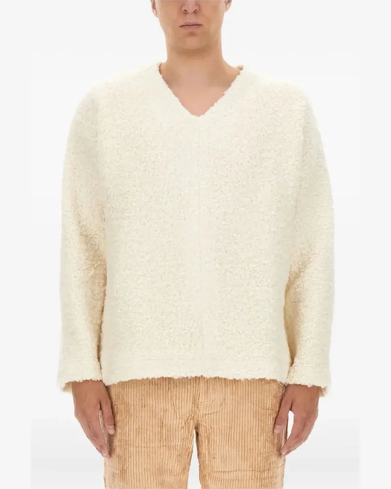 Séfr Ezra Teddy-Pullover mit V-Ausschnitt - Nude Nude