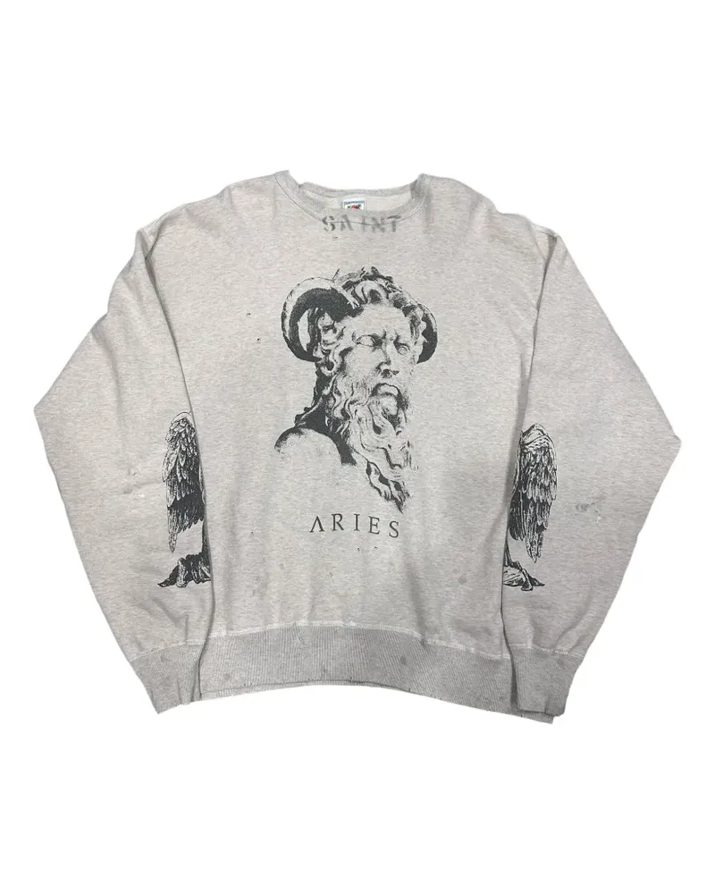 SAINT MXXXXXX Aries graphic-print sweater - Nude Nude