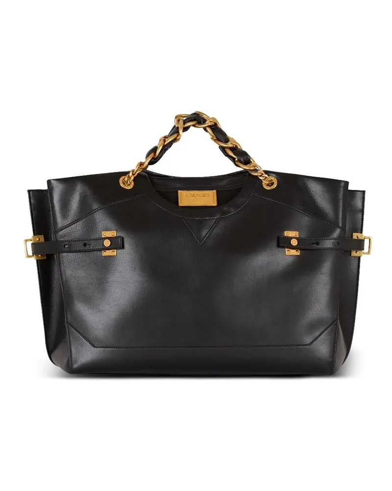 Balmain Handtasche mit Logo-Schild - Schwarz Schwarz