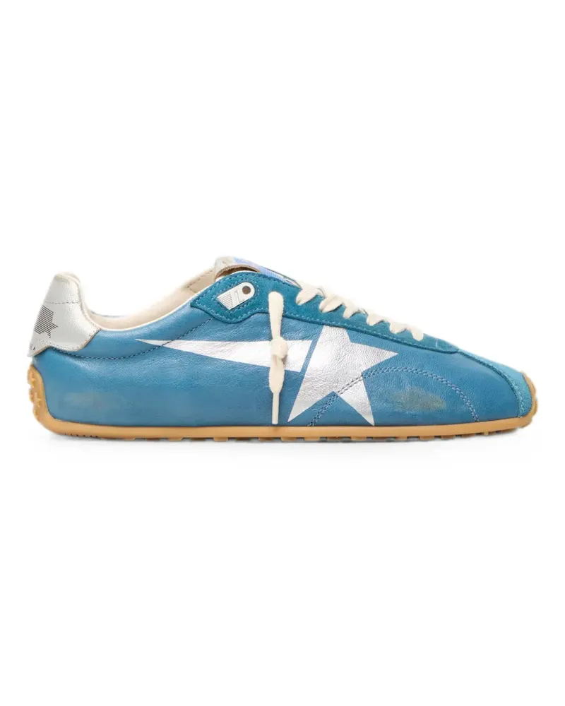 Golden Goose Marathon Speed in blue nappa with printed star and silver leather heel tab sneakers - Blau Blau