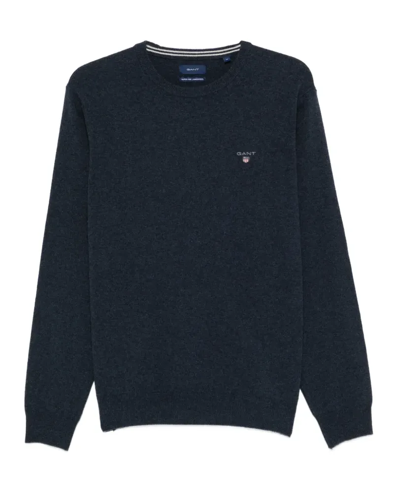 Gant logo-embroidered crew-neck sweater - Blau Blau