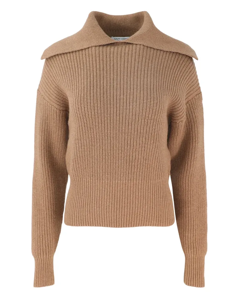 Autumn Cashmere Gerippter Pullover mit Umschlag - Braun Braun