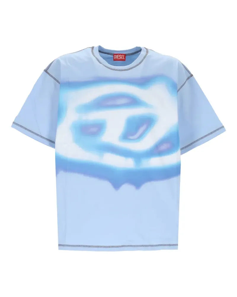 Diesel logo-print contrast-stitch T-shirt - Blau Blau