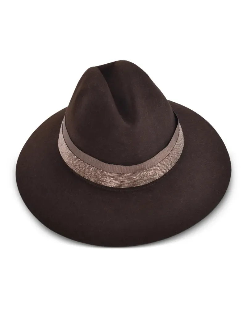Brunello Cucinelli Hut mit Perlenband - Braun Braun