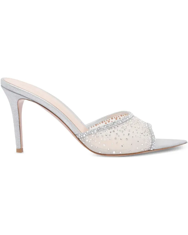Gianvito Rossi Pantoletten mit Kristallen 85mm - Silber Silber