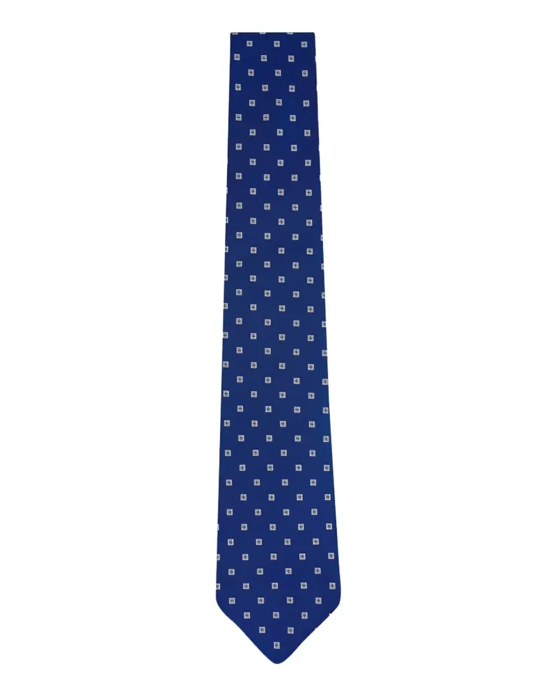 Kiton geometric-print silk tie - Blau Blau