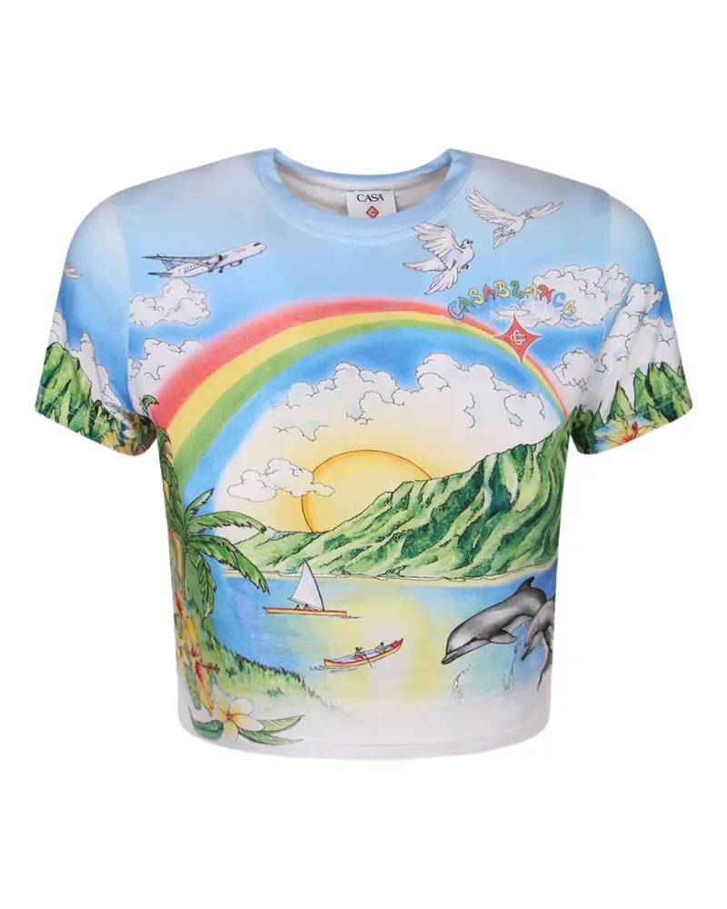 Casablanca Paris T-Shirt mit Aloha-Print - Grün Grün