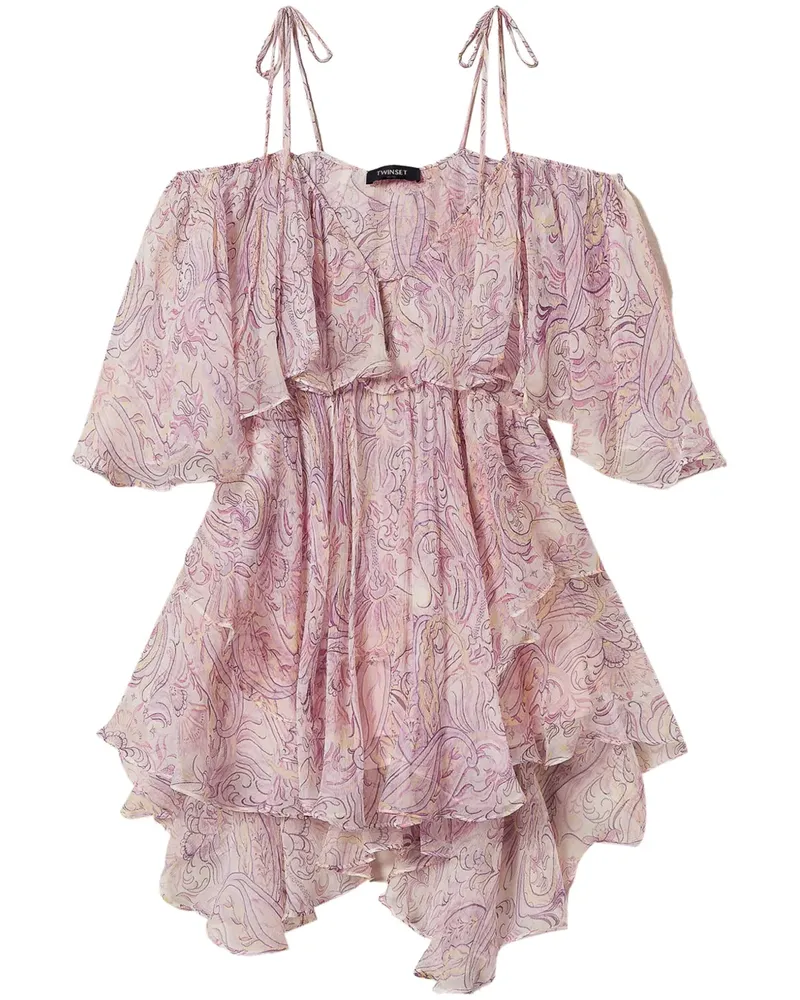 Twin-Set Minikleid mit Rüschen - Rosa Rosa