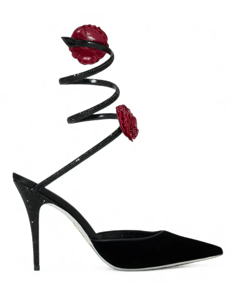 René Caovilla Cleo floral-embellished pumps - Schwarz Schwarz