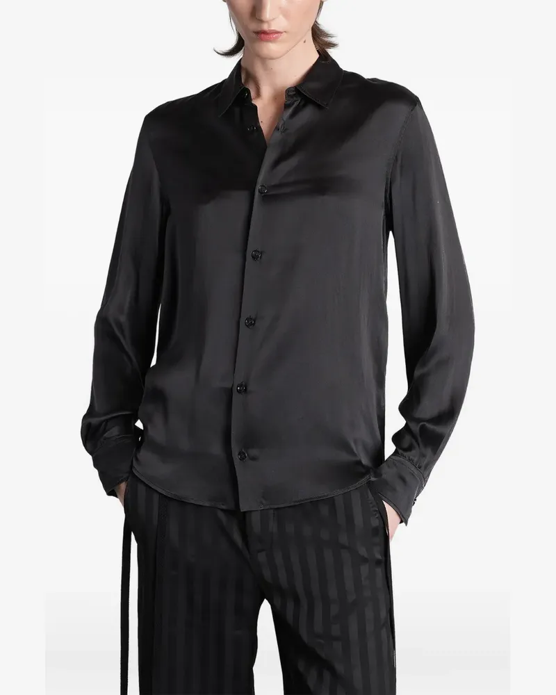 Ann Demeulemeester lace-up detail long-sleeve shirt - Schwarz Schwarz