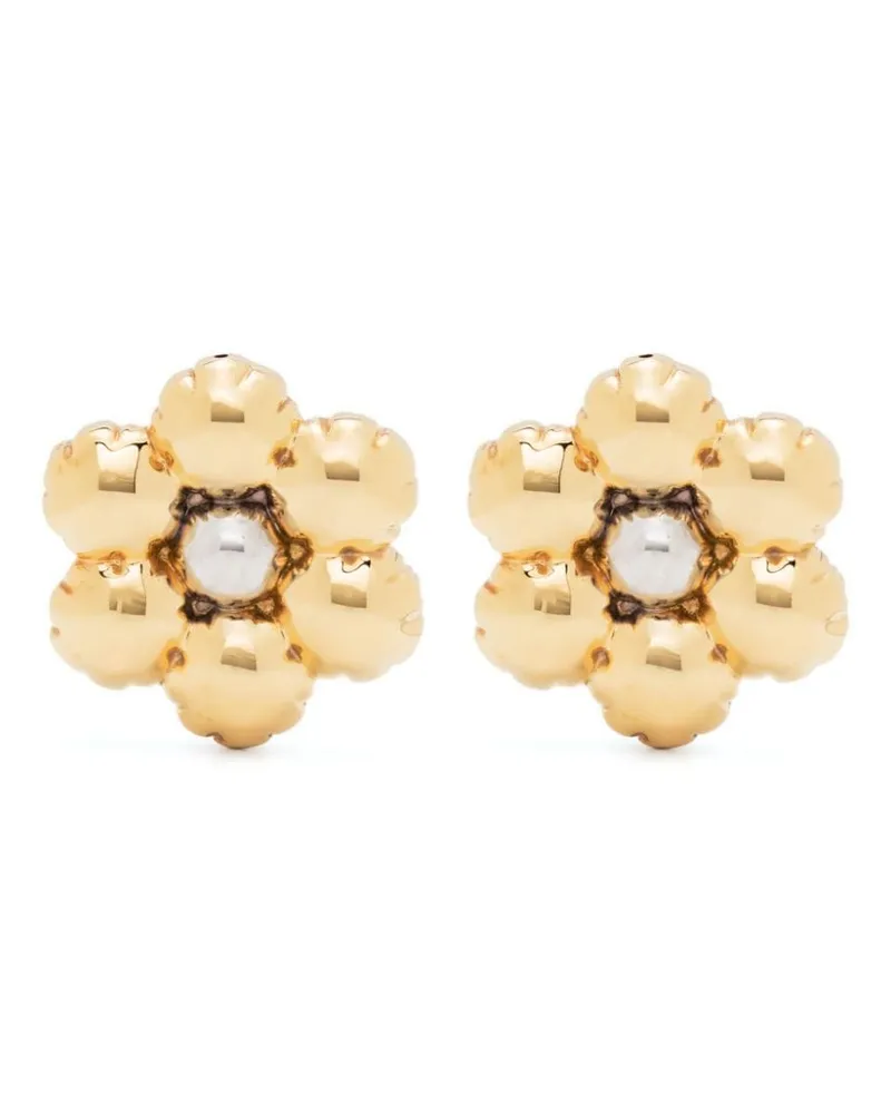 Marni Puffy Flower Blumen-Ohrclips Gold