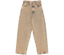 Jeans mit Bund im Layering-Look - Braun