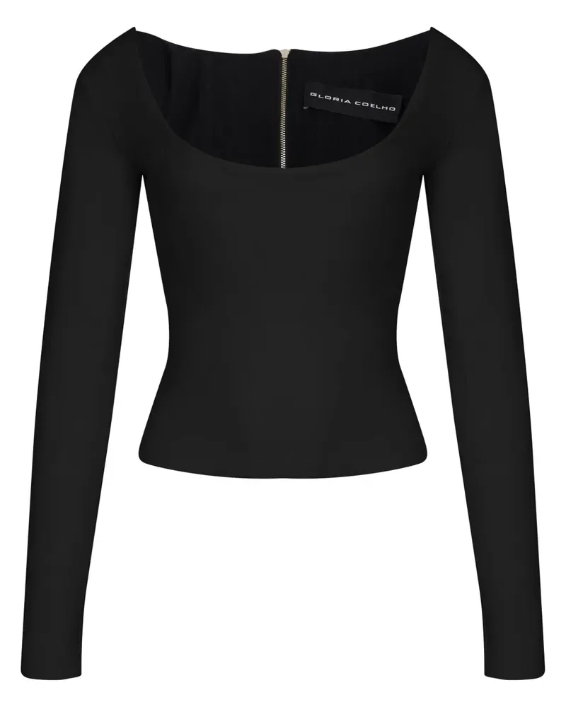 Gloria Coelho Top mit U-Ausschnitt - Schwarz Schwarz