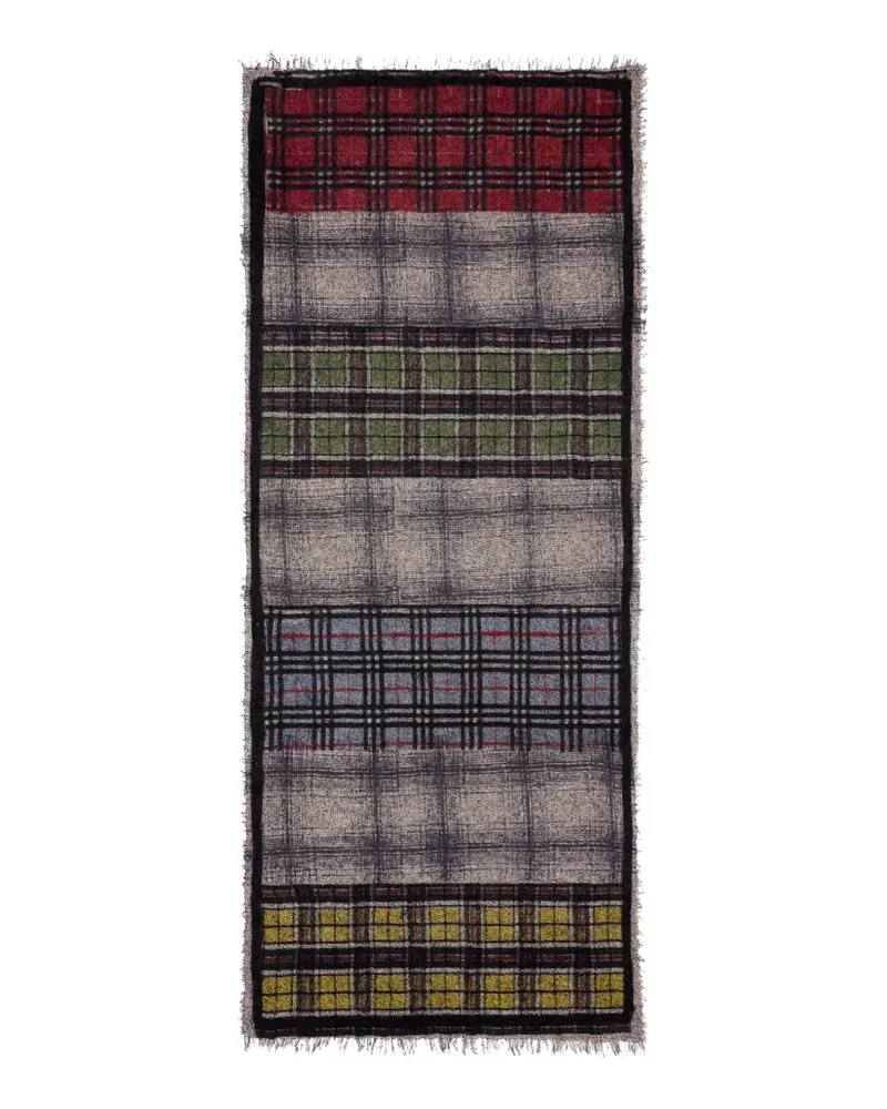 Faliero Sarti plaid-pattern fringed scarf - Schwarz Schwarz
