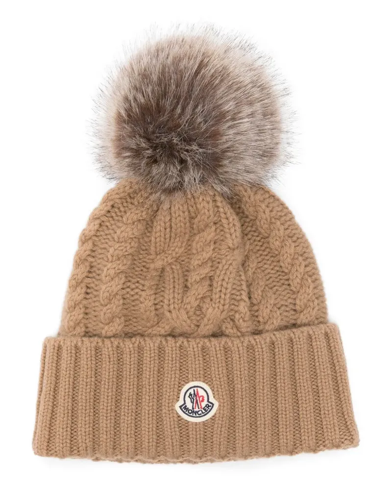 Moncler Bommelmütze mit Zopfmuster - Braun Braun