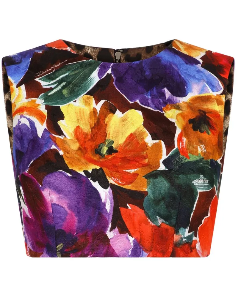 Dolce & Gabbana Cropped-Top mit Blumen-Print - Violett Violett