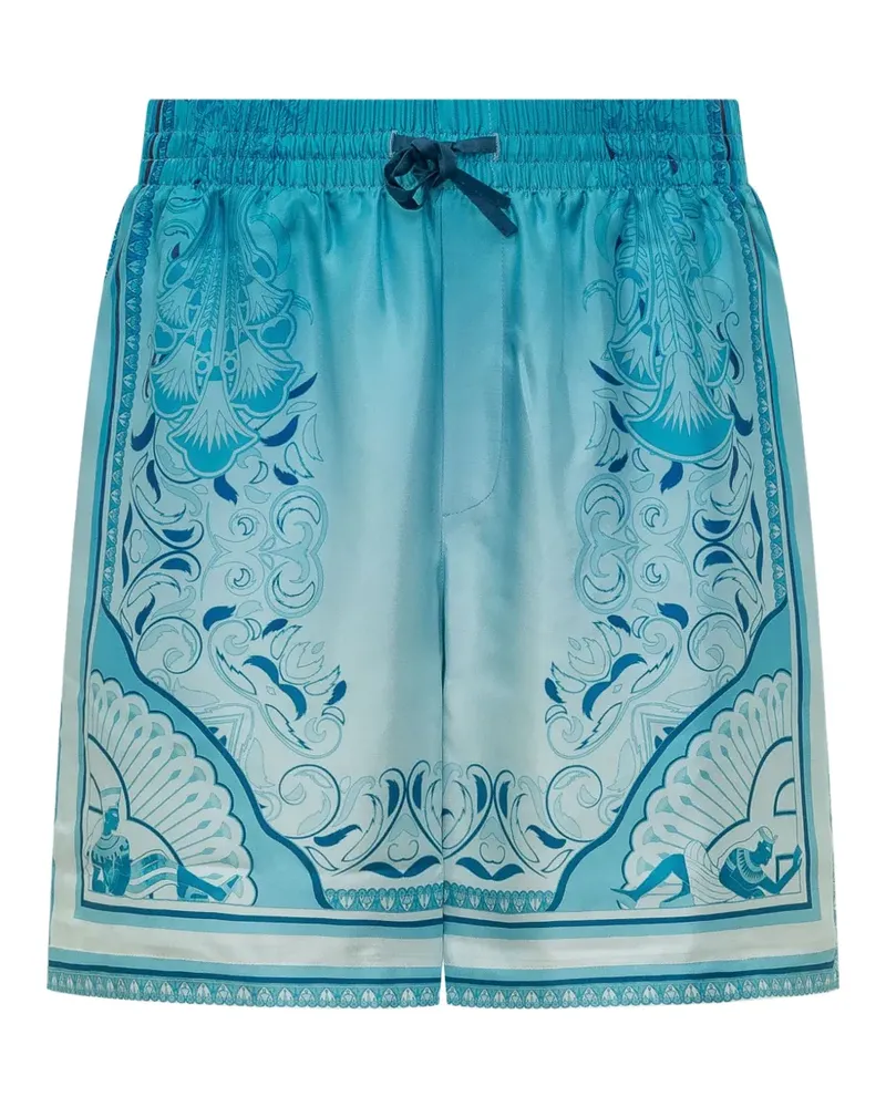 Casablanca Paris egyptian-print silk shorts - Blau Blau