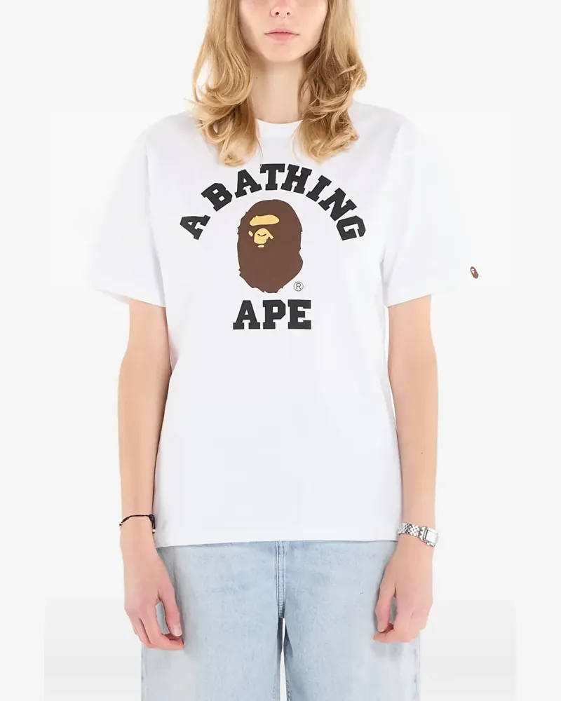 BAPE College T-Shirt mit Logo - Weiß Weiß