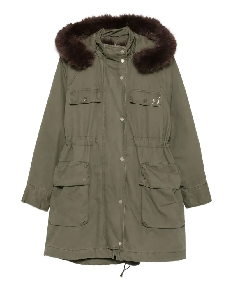 Liu Jo Mantel mit Faux Fur-Besatz - Grün Grün