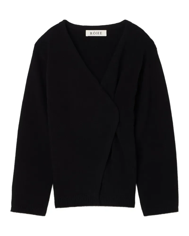 Róhe Gewickelter Cardigan mit Anstecknadel - Schwarz Schwarz
