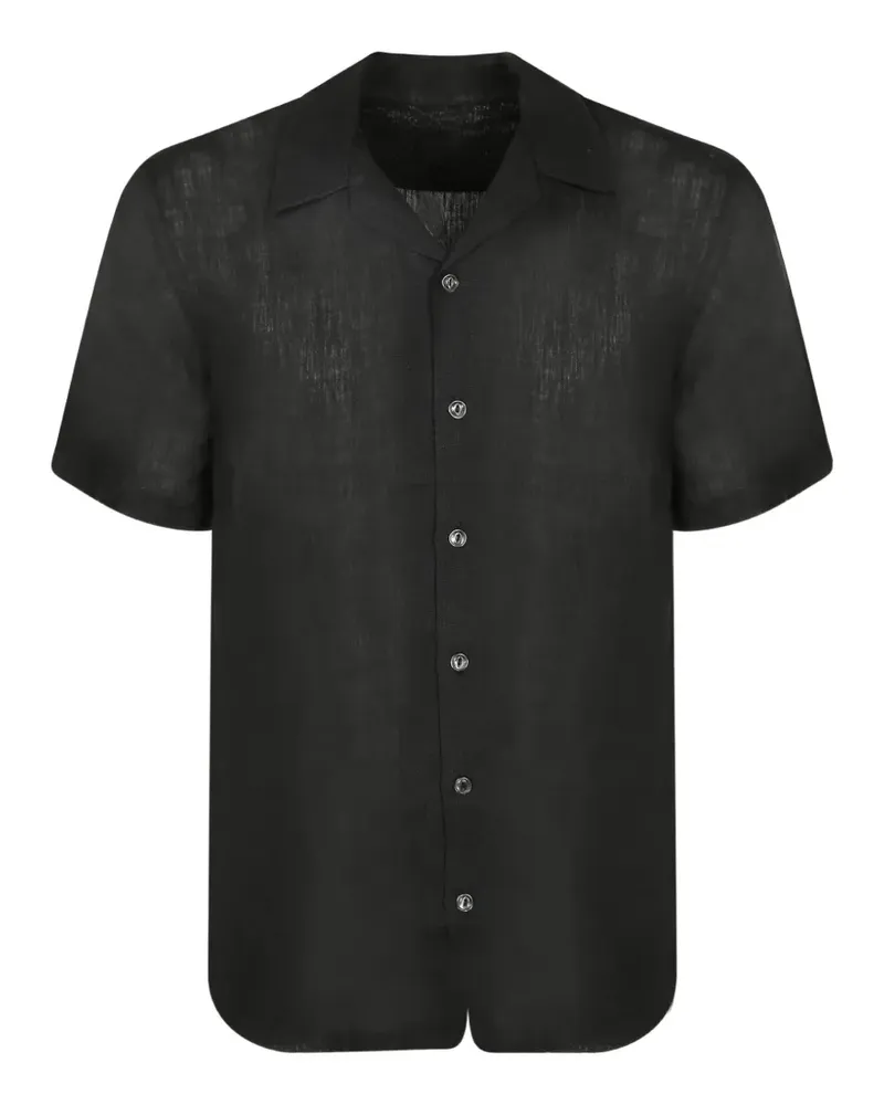 120% Lino short-sleeved camp-collar shirt - Schwarz Schwarz