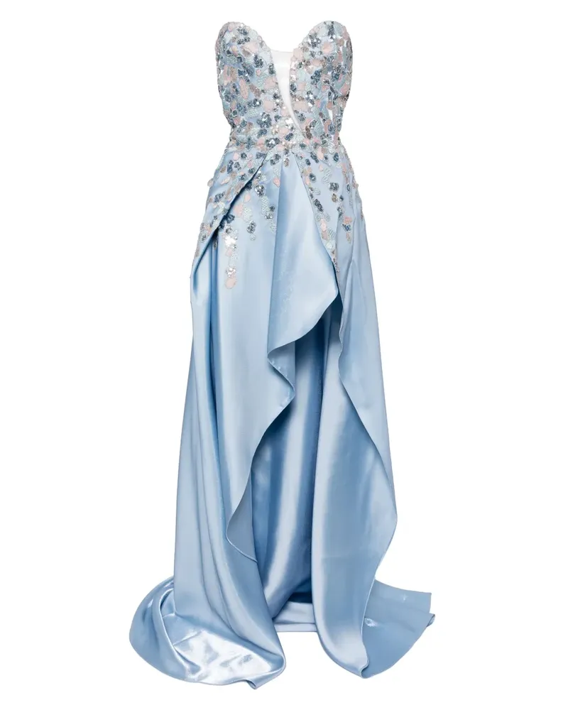 Saiid Kobeisy Trägerloses Kleid mit Pailletten - Blau Blau