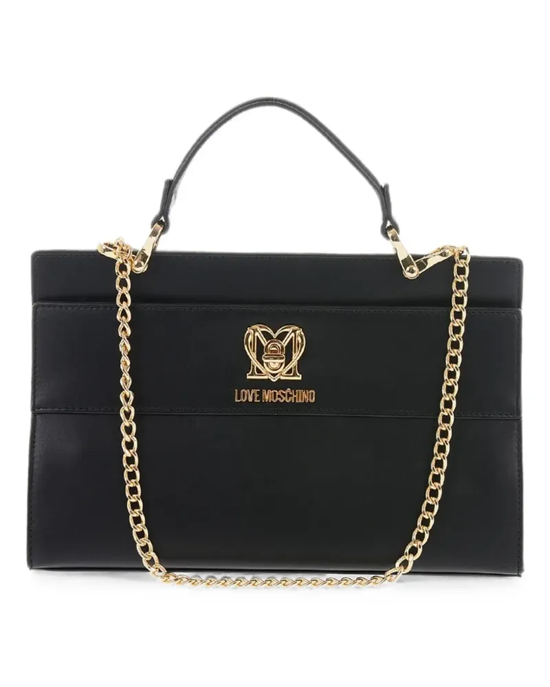 Moschino logo-plaque chain-link tote bag - Schwarz Schwarz